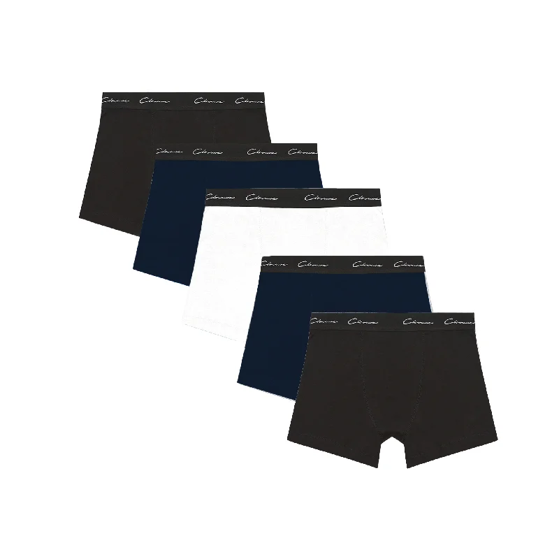 5-Pack Classic Signature Boxers | Black Navy White Edgy Men's Punk