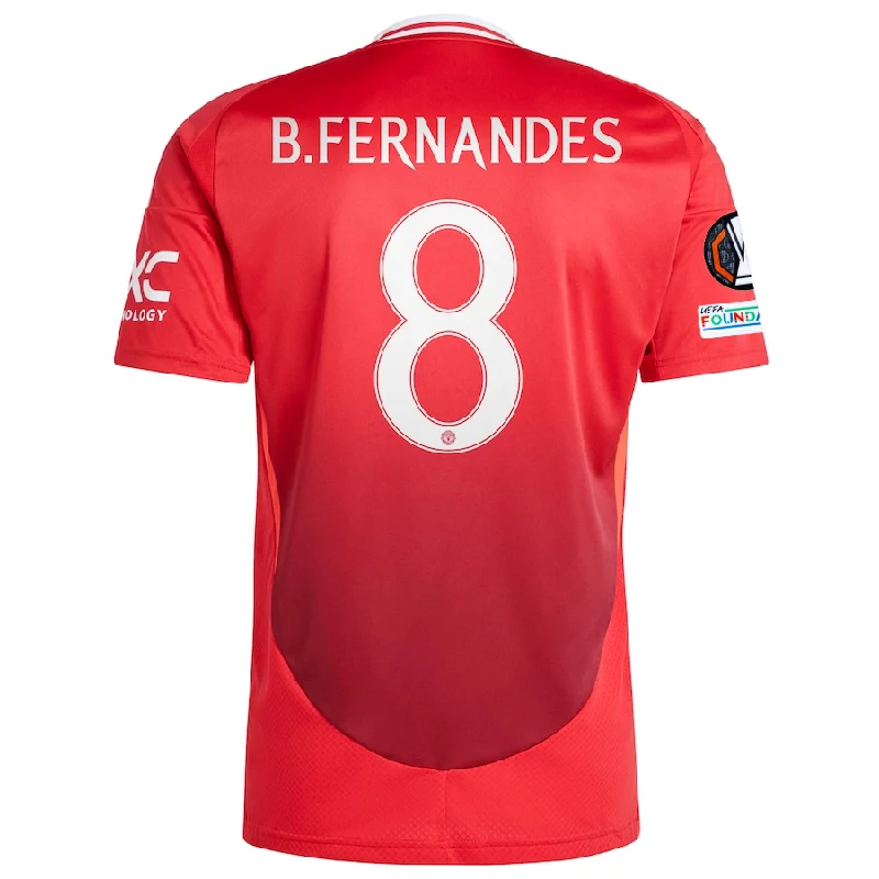 adidas Manchester United Bruno Fernandes Home Jersey w/ Europa League Patches 24/25 (MUFC Red) British Gentleman Style adidas Manchester United Bruno Fernandes Home Jersey w/ Europa League Patches 24/25 (MUFC Red) British Gentleman Style