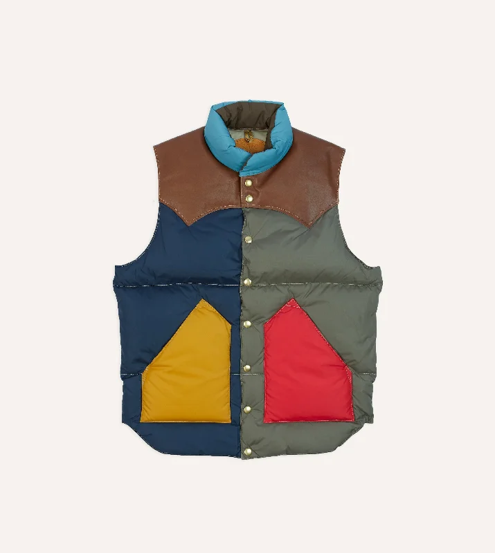 Rocky Mountain Featherbed for Drake's Colour Block Nylon Christy Down Vest Streetwear Style