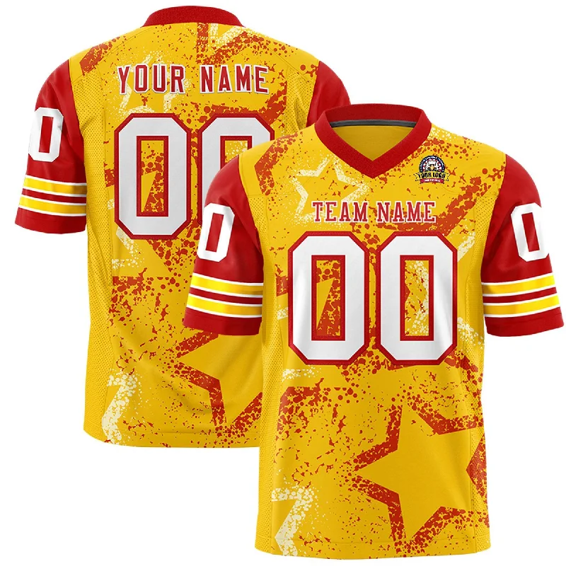Custom Gold Royal-White Personalized Star Pattern Design Authentic Football Jersey Sophisticated Men's Custom Gold Royal-White Personalized Star Pattern Design Authentic Football Jersey Sophisticated Men's