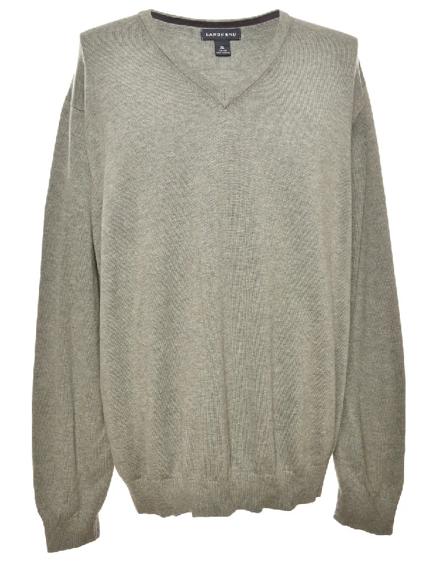 Grey Land's End Long Sleeved Jumper - XL Dapper Men's Bow