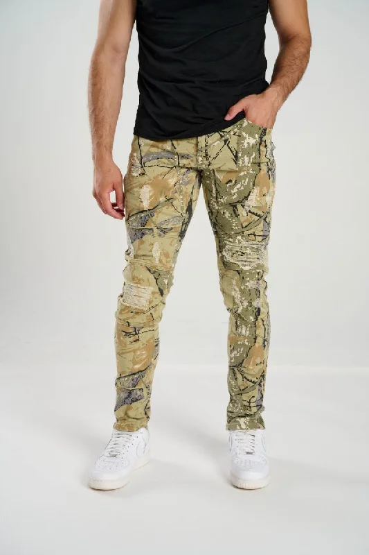 Spark Stretch Biker Camo Jean (Grey) Hip Men's Urban