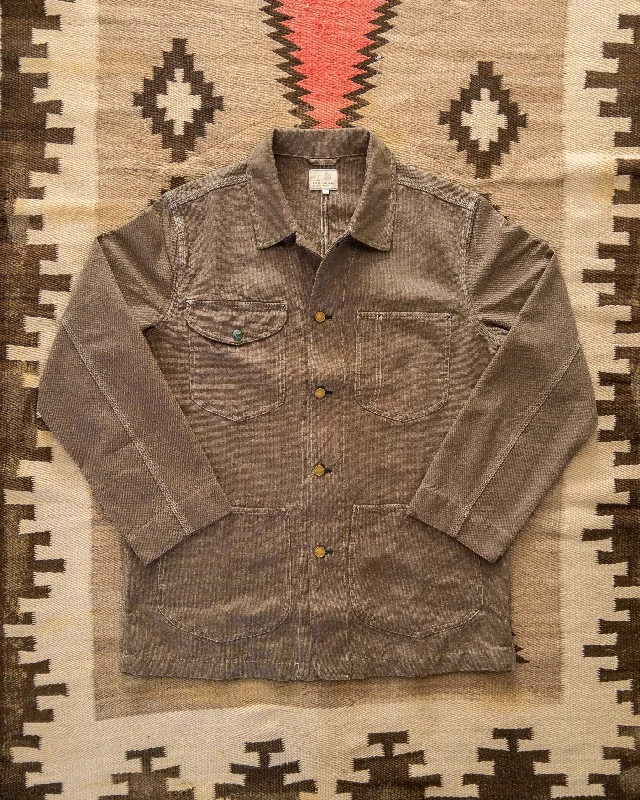 Heavyweight Pinpoint Canvas Barn Jacket - Brown Relaxed Men's Australian 