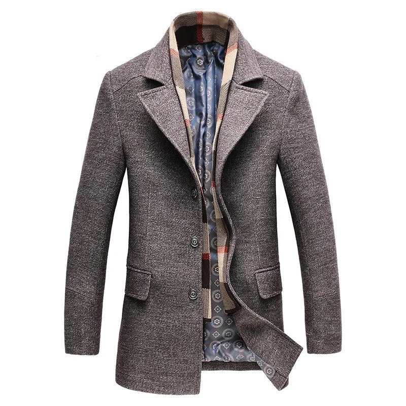 Men's Classic Thick Fitted Scarf Wool Jacket Refined Men's Classic 