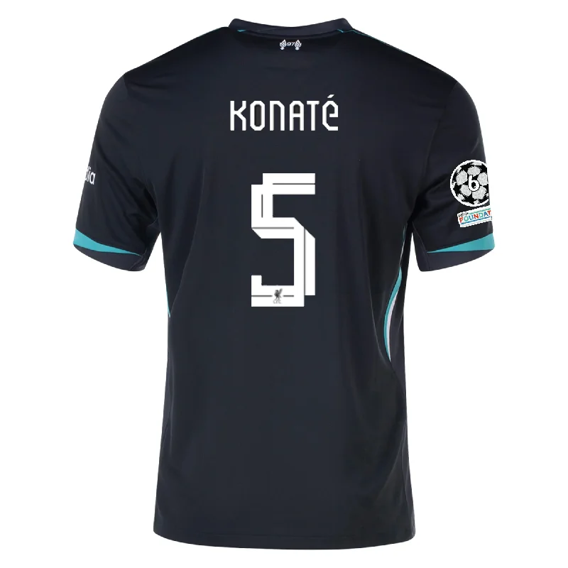 Nike Liverpool Ibrahima Konaté Away Jersey w/ Champions League Patches 24/25 (Night Forest/Washed Teal) Cool Men's Skate Nike Liverpool Ibrahima Konaté Away Jersey w/ Champions League Patches 24/25 (Night Forest/Washed Teal) Cool Men's Skate