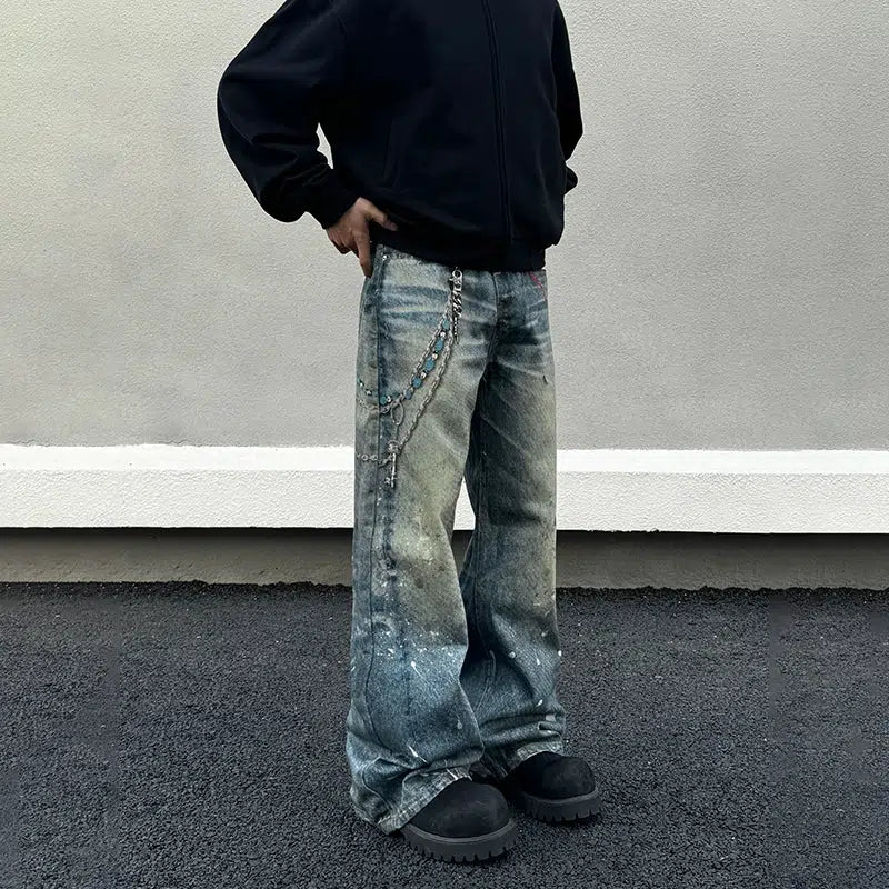 Relaxed Fit Straight-leg Jeans Trendy Men's Bucket