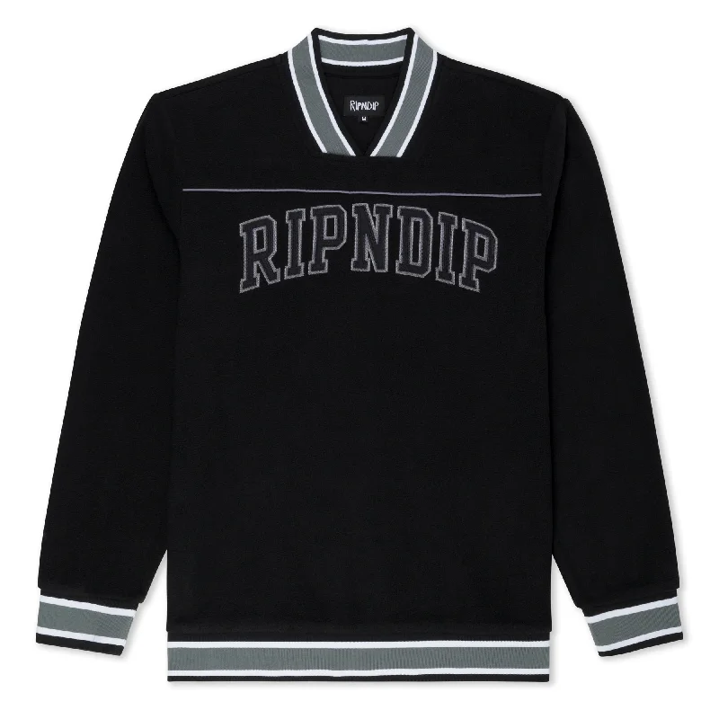Team Spirit Polar Fleece Crewneck (Black) Unique Men's Upcycled