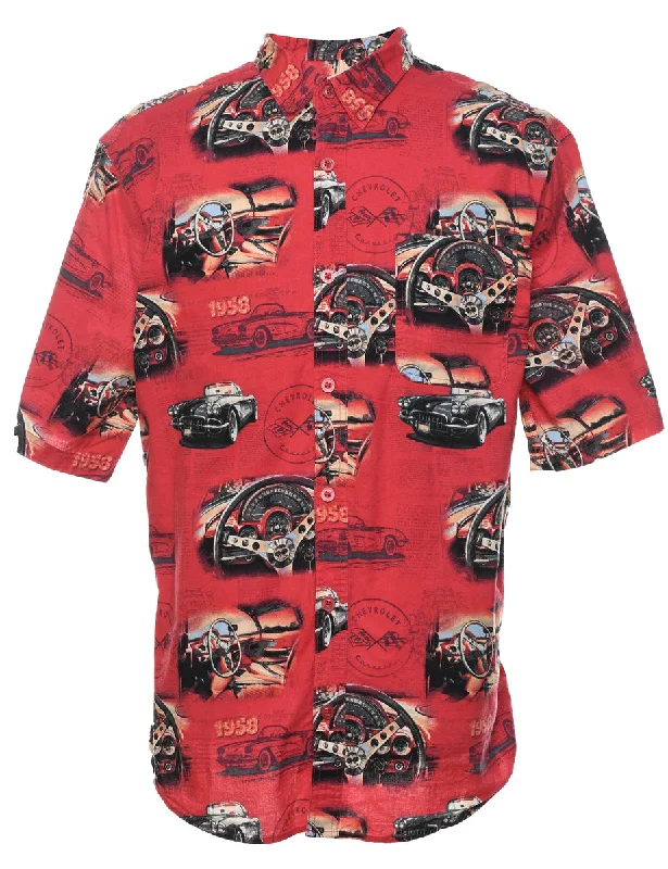 1990s Novelty Car Print Shirt - XL Cclassic Men's Tweed