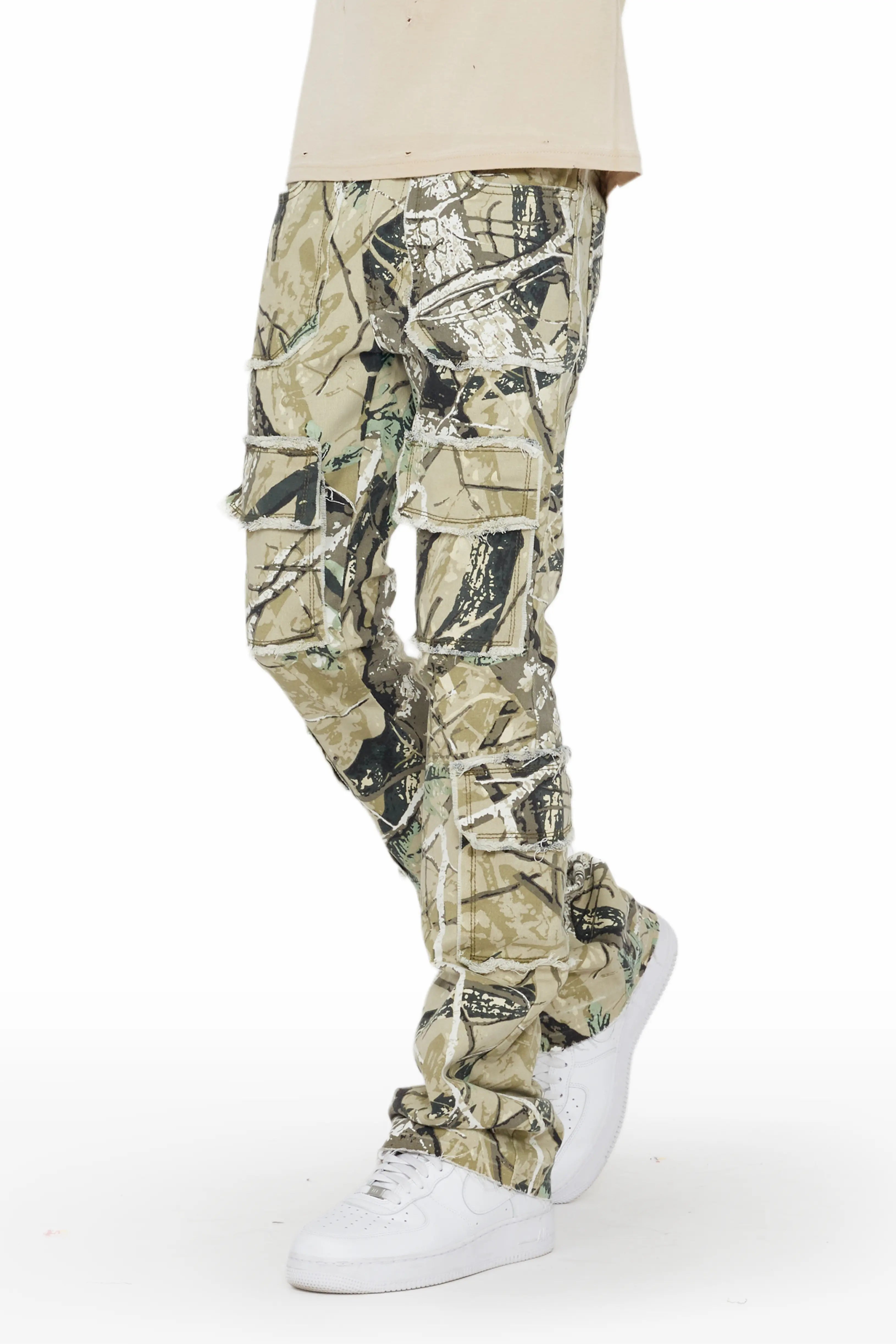 Tyrell Tree Camo Stacked Flare Cargo Jean Masculine Men's 
