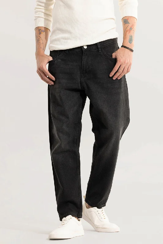 Dusk Mid Black Baggy Fit Jeans Polished Men's Satin