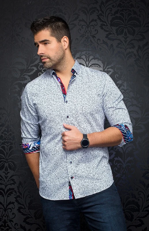 Au Noir Stretch Shirt | Mozi White Navy Sharp Men's Italian