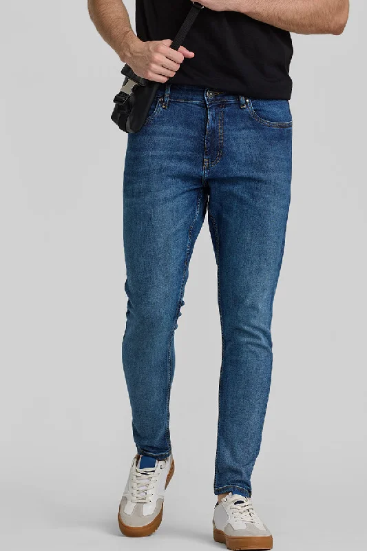 Denim Blue Skinny Fit Jeans Relaxed Men's Beach