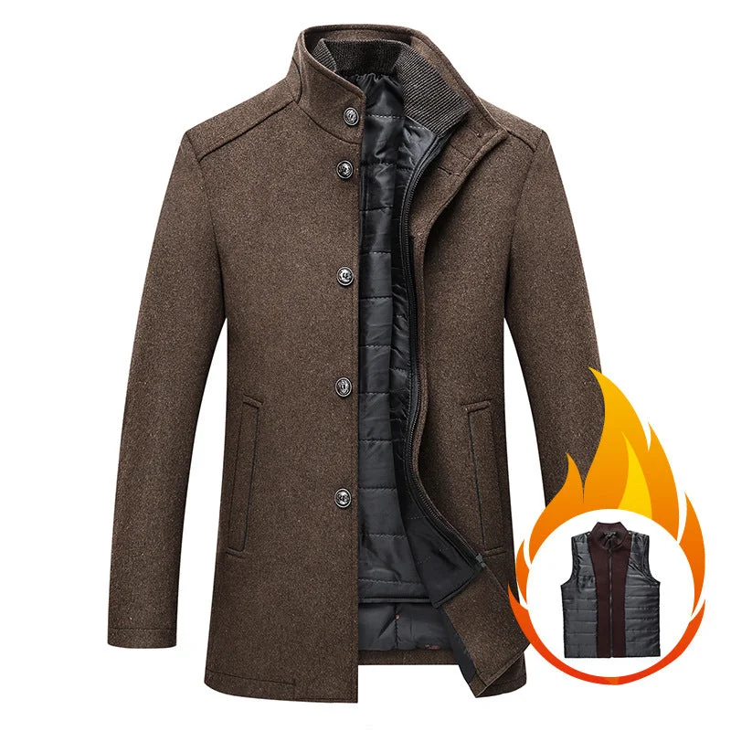 Men's Winter Thicken Double-Layer Wool Coat With Vest Dapper Men's 1920S