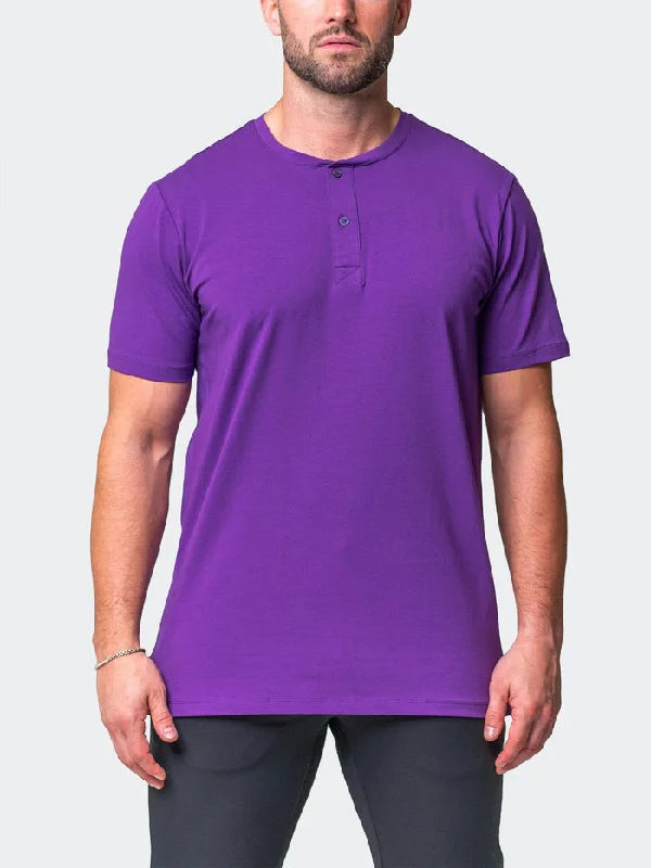 Maceoo Stretch Short-Sleeve Tshirts | Henley Core Purple Vintage Men's 1970S Disco