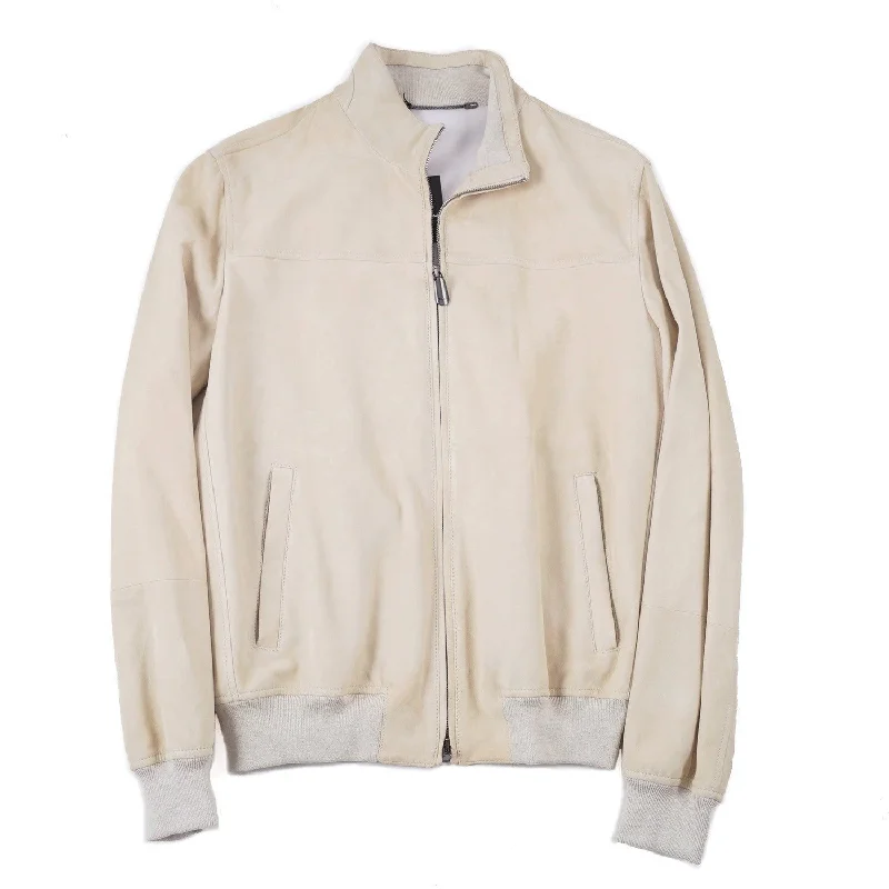 Cesare Attolini Nappa Suede Bomber Jacket Earthy Men's Hemp