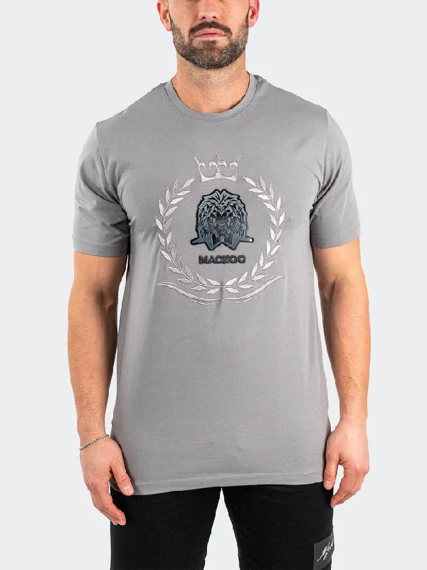 Maceoo Stretch Tshirts | Tee LionCrown Grey Refined Men's Classic 