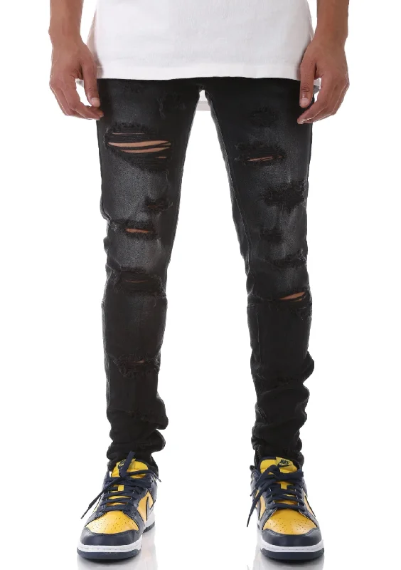 KDNK Multi Distressed Denim Jean with Ankled Zippers (Black) Sophisticated Men's French