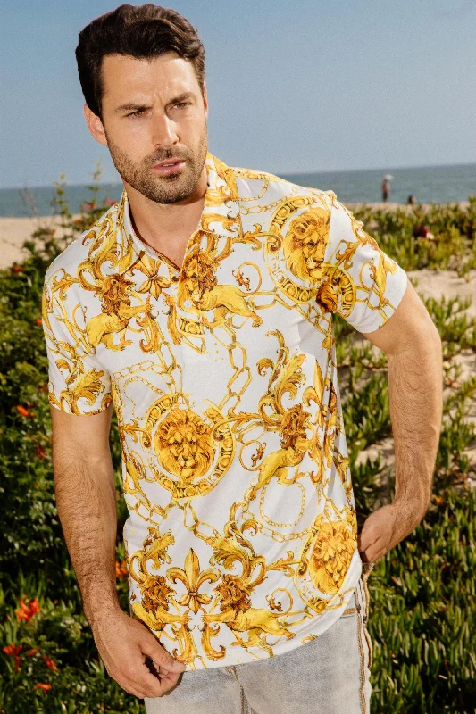Men's Baroque Print Red Label Polo Modern Men's Geometric
