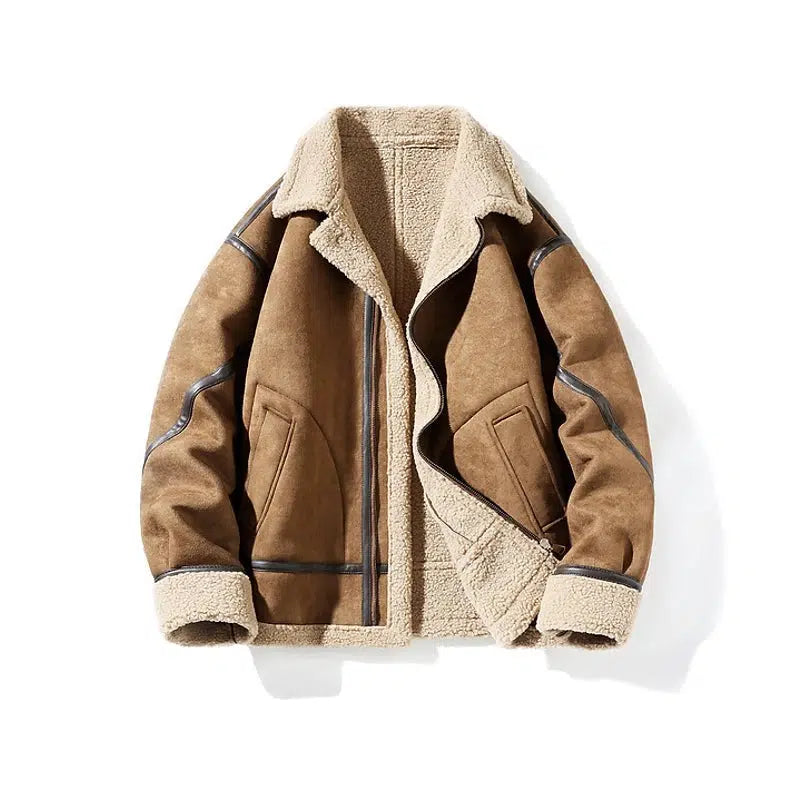 Retro Suede Warm Lapel Coat Preppy Men's College