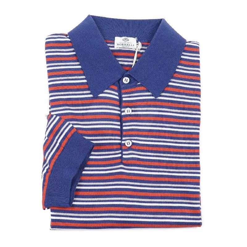 Luigi Borrelli Striped Cotton Polo Shirt Elegant Men's Cashmere