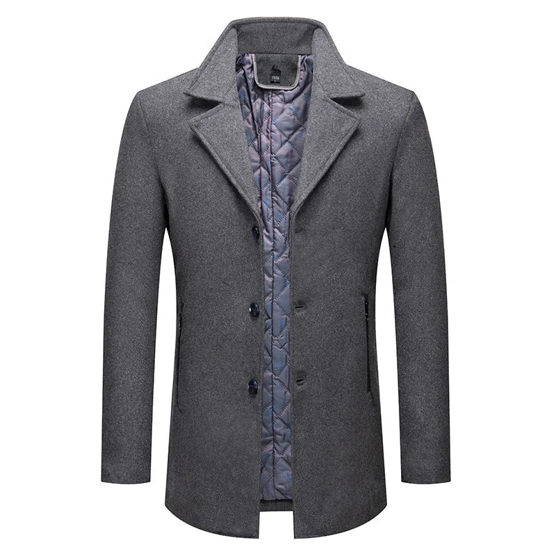 Men's Premium Slim-Fit Business Wool Coat Laid