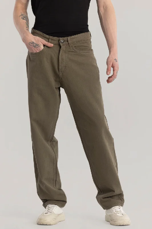 Evader Brown Baggy Fit Jeans Laid