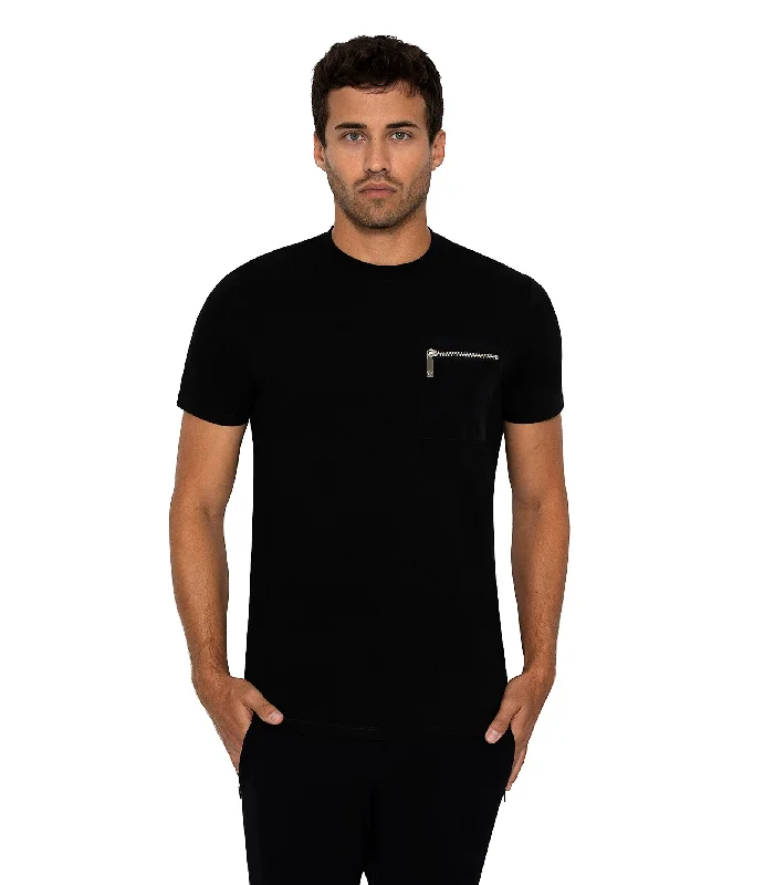 Bertigo Stretch Short-Sleeve Tshirts | ORSO ZP BLACK T-SHIRT Streetwear Style