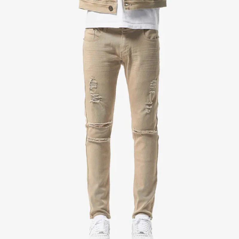 Copper Rivet Ripped Slim Jean (Khaki) Traditional Men's Country