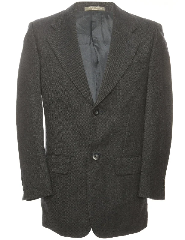 Herringbone Grey Tweed Blazer - L Relaxed Men's Beach