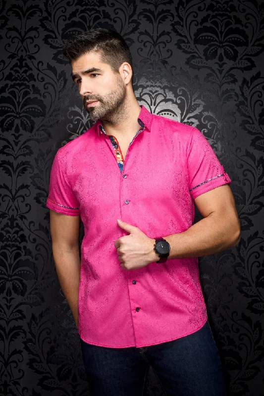 Au Noir Stretch Short Sleeve Shirt | Donizetti Fuchsia Practical Men's Quick