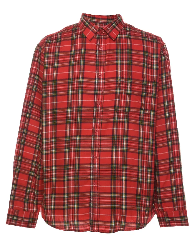 Red Classic Checked Shirt - L Athletic Men's High