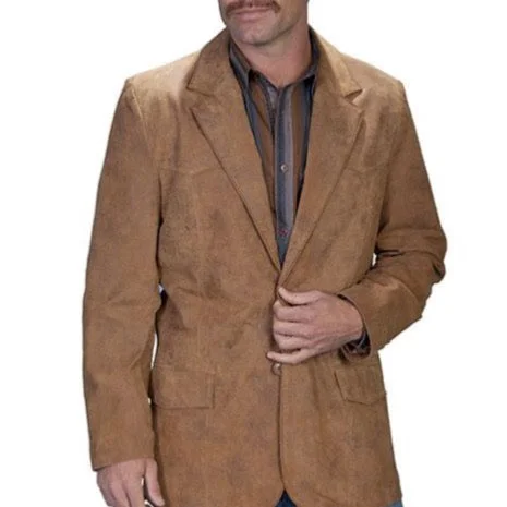 Scully Men's Leather Blazer in Maple Laid