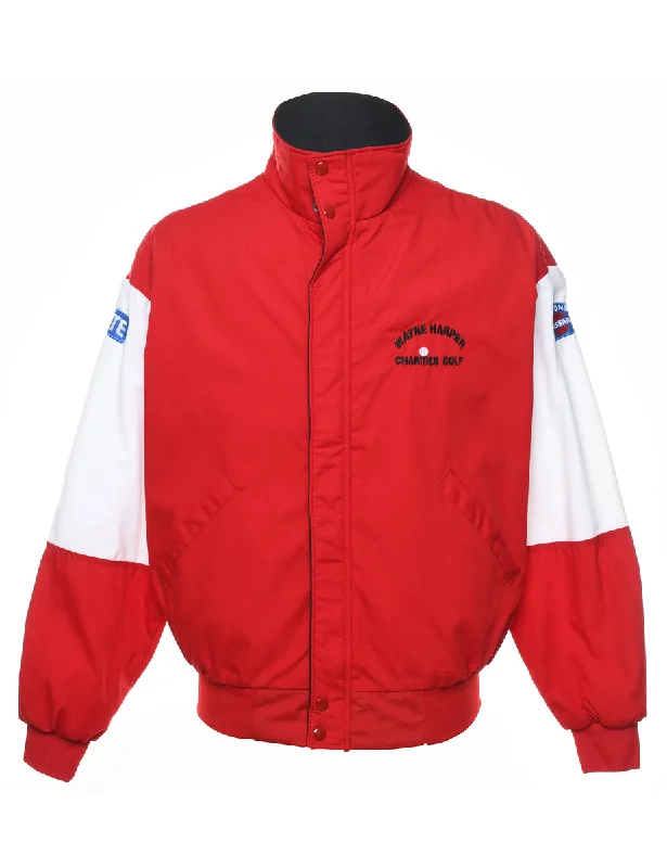 Red & White Wayne Harper Gold Embroidered Jacket - L Sleek Men's Contemporary 