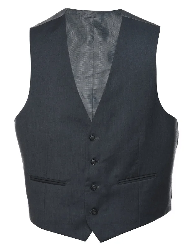 Button Front Grey Waistcoat - L Earthy Men's Hemp