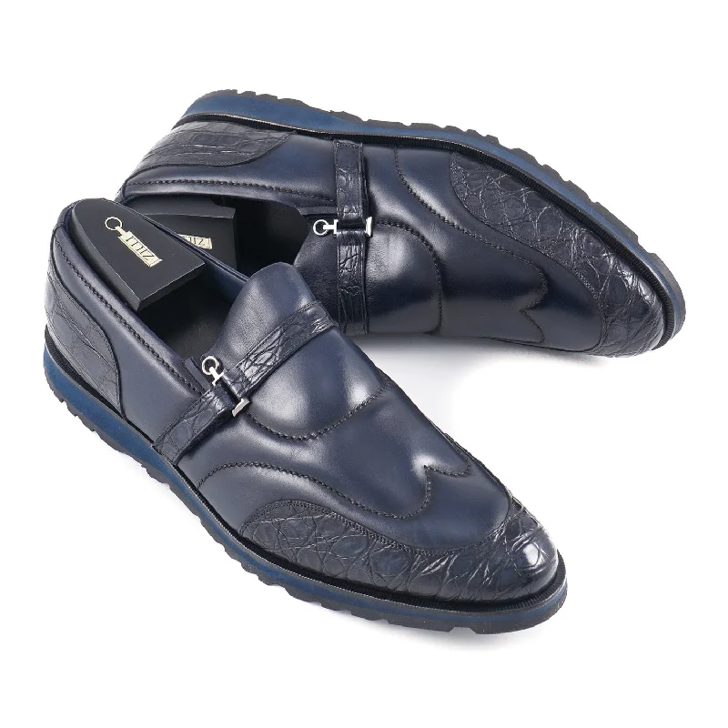 Zilli Crocodile and Calf Monk Strap Loafer Sophisticated Men's 