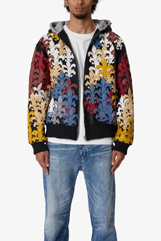 Fleur De Lis All Over Hoodie - Multi Monochromatic Office Style