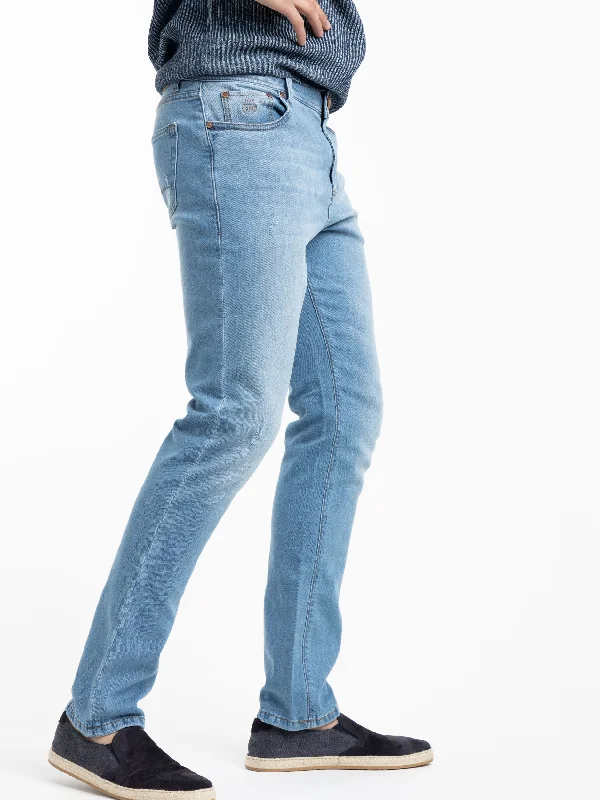 Light Blue Island Paradise Denim Traditional Men's Wool