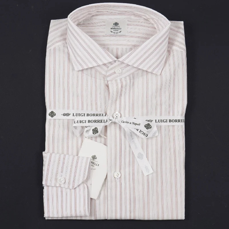 Luigi Borrelli Striped Cotton Dress Shirt Bohemian Men's Free