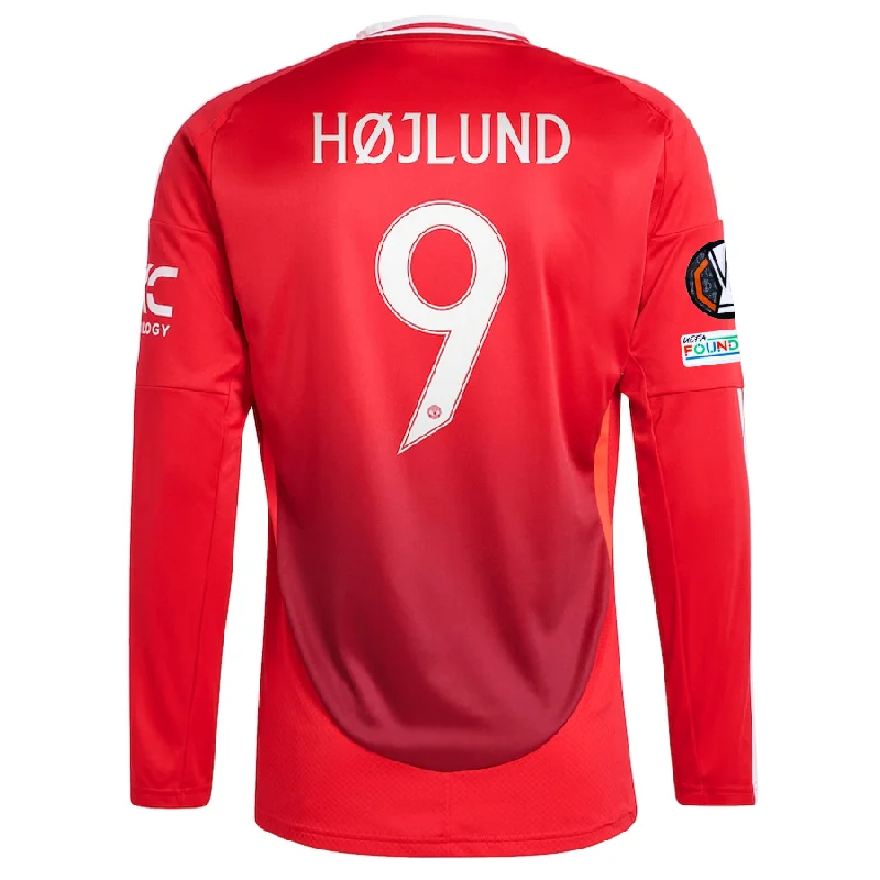 adidas Manchester United Rasmus Højlund Long Sleeve Home Jersey w/ Europa League Patches 24/25 (Red) Casual Men's Japanese adidas Manchester United Rasmus Højlund Long Sleeve Home Jersey w/ Europa League Patches 24/25 (Red) Casual Men's Japanese