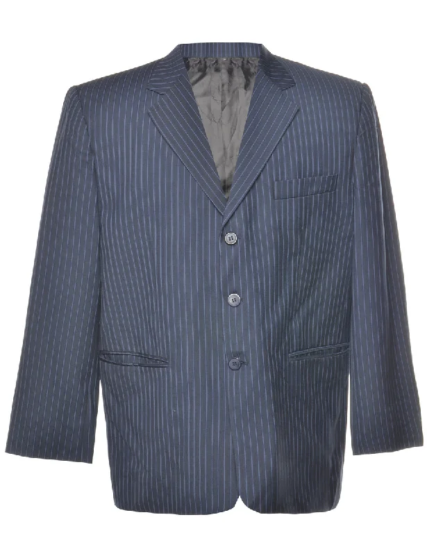 Pinstriped Navy Classic Blazer - L Traditional Men's Country