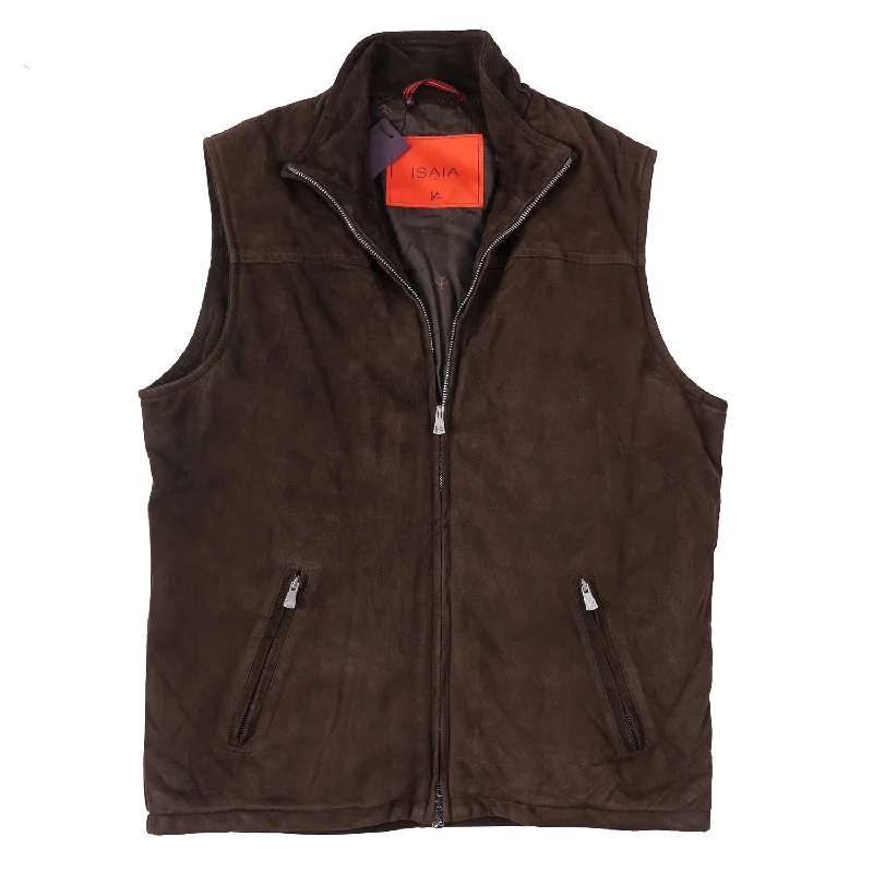 Isaia Soft Suede 'Aqua Leather' Vest Bold Men's Statement