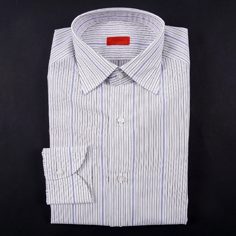 Isaia Modern 'Mix Fit' Striped Cotton Dress Shirt Cozy Men's Winter