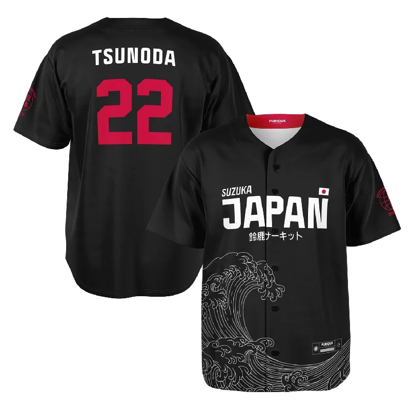 Tsunoda - Carbon Black Suzuka "Great Wave" Jersey Preppy Men's College