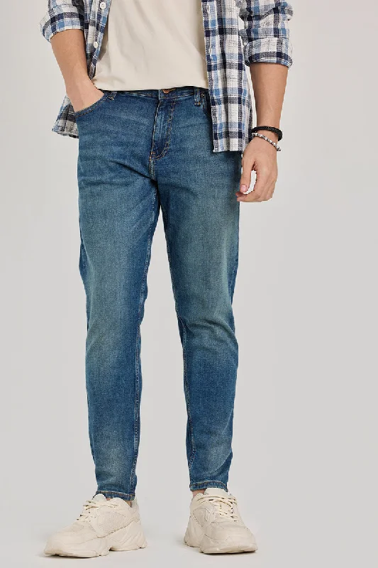 Denim Blue Tapered Fit Jeans Masculine Men's Thick