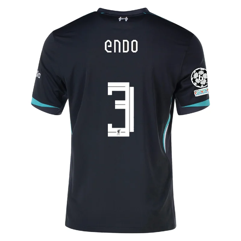 Nike Liverpool Wataru Endō Away Jersey w/ Champions League Patches 24/25 (Night Forest/Washed Teal) Monochromatic Office Style Nike Liverpool Wataru Endō Away Jersey w/ Champions League Patches 24/25 (Night Forest/Washed Teal) Monochromatic Office Style