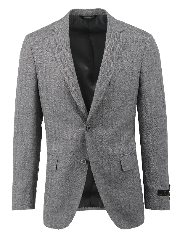 Grey Herringbone Sport Coat Unique Men's Patch