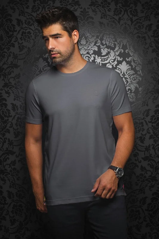 Au Noir Stretch Short-Sleeve Shirt | T-shirt Crew Neck - Michael Med Grey Cool Men's Skate