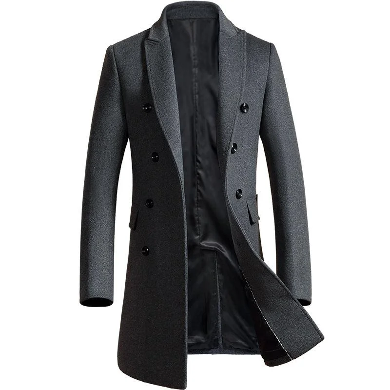 Gentlemen Slim Double Breasted Wool Coat Sophisticated Men's French