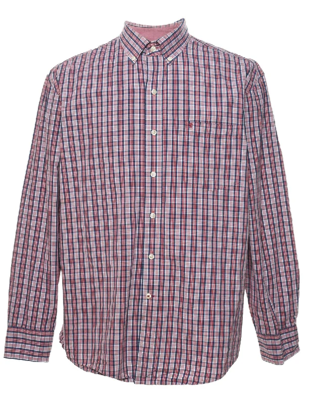 Izod Checked Shirt - L Monochromatic Office Style