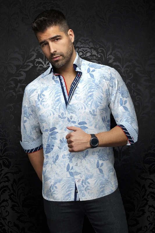 Au Noir Stretch Shirt | Adrien Light Blue Sharp Men's Italian